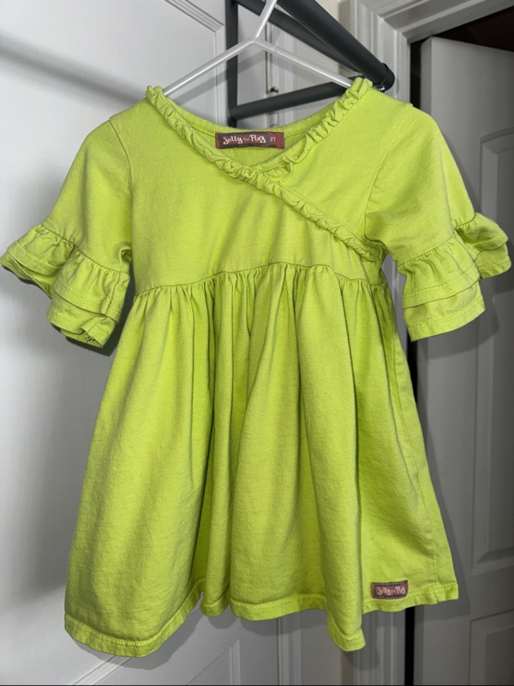 Jelly + Raj Lime Green Ruffle Sleeve Dress